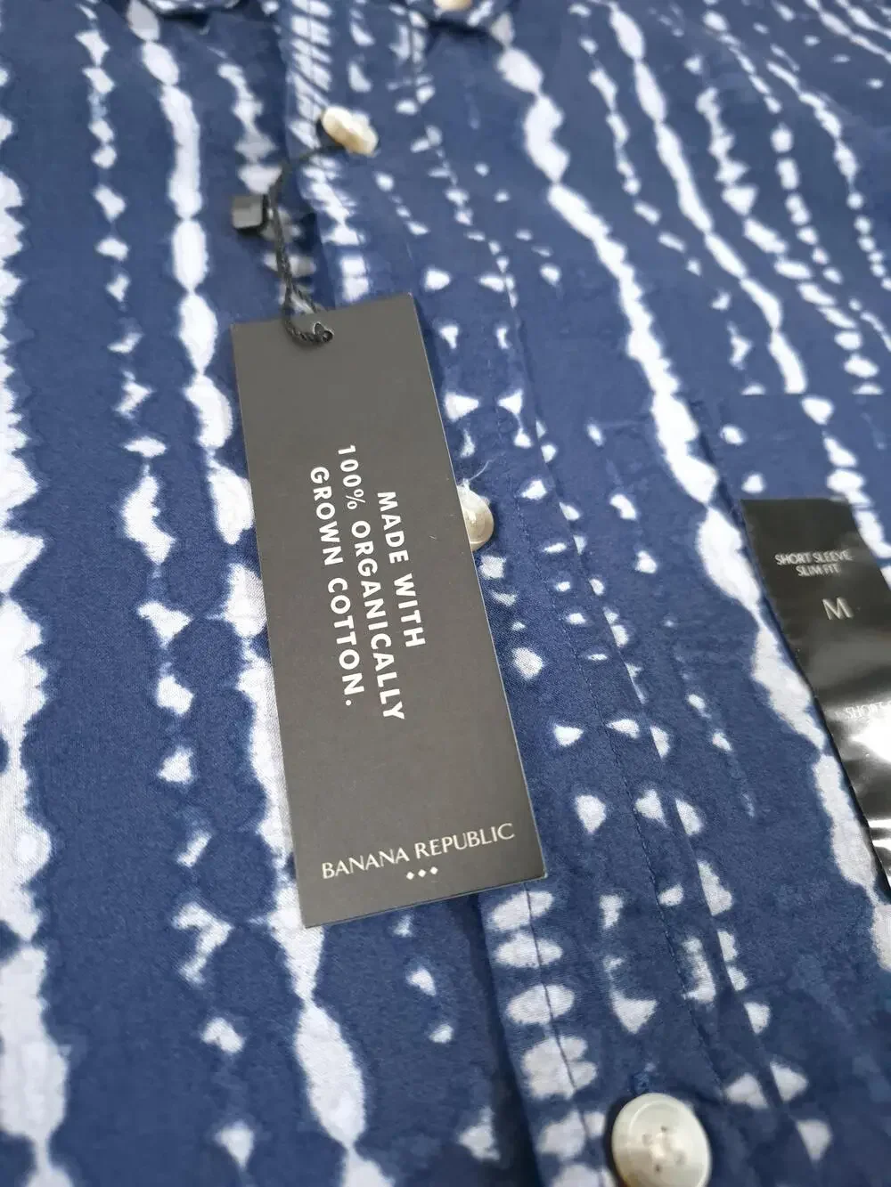 Banana Republic Men's M Blue Stripe Slim Fit Button Up Shirt NWT Organic Cotton